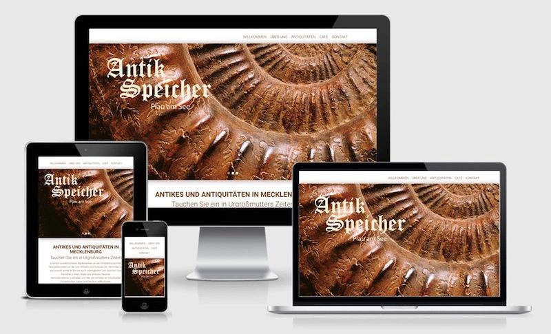Website von Antikspeicher in Plau am See