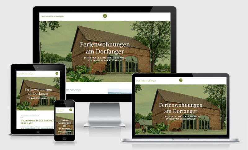 Website von Ferien­wohnungen am Dorfanger